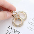 SC Gold Plated Earrings Trend Fashion Elegant Diamond Zircon Earring Women Shiny Drop Double Hoop Circle  Earrings