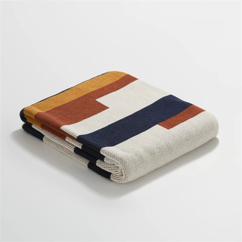 High Quality Boho Style Characteristic Custom 100% Cotton Knitted Throw Blanket for Sofa YD