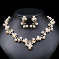 New Design Bridal Cheap Pearl Jewelry Sets Women Girls Pearl Necklace Gold Plated Pearl Necklace Earring Set for Dress
