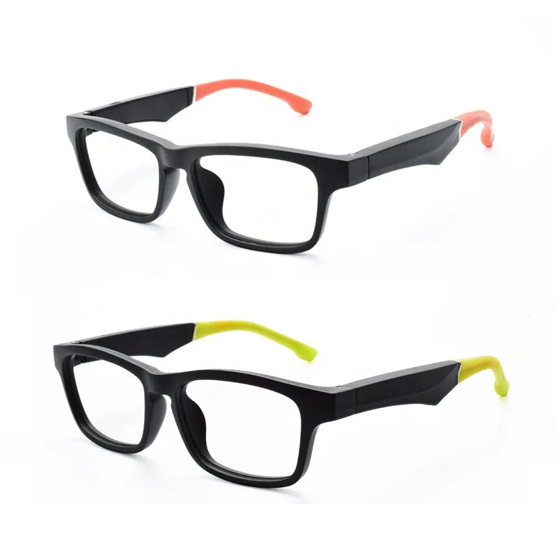 TR90 Smart Optical Sunglasses Polarized Blue & Black Frame with Built-In Bone Conduction Hand-Free Speaker Lightweight Logo Lens