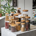 YOLOWE HOME Cereal Containers Storage Glass Storage Containers with Lids Apartment Essentials Glass Jars with Bamboo Lids