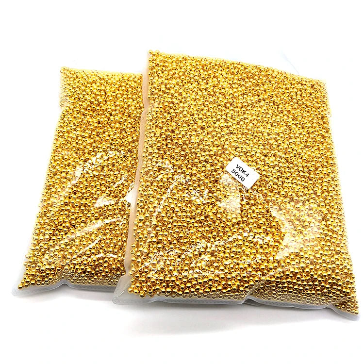Wholesale Fashion 4mm Round Loose Beads ABS Plastic Gold Pearl With Holes for Bracelets Necklace Jewelry Making DIY Accessories