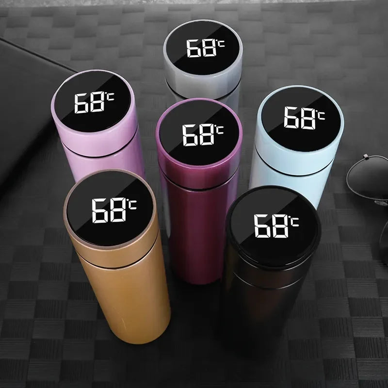 Factory Direct Business 500ml Double Wall Stainless Steel Smart Vacuum Insulated Thermos Flask Cup with LED Display Lid