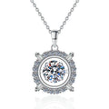 1-Carat Rotatable Brilliant Cut S925 Silver Moissanite Necklace Certified Sparkling Jewelry for Women
