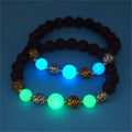 Fashion Jewelry Couple Natural Volcano Stone Beaded Yoga Energy Bracelets Stretch Glowing Luminous Bracelet