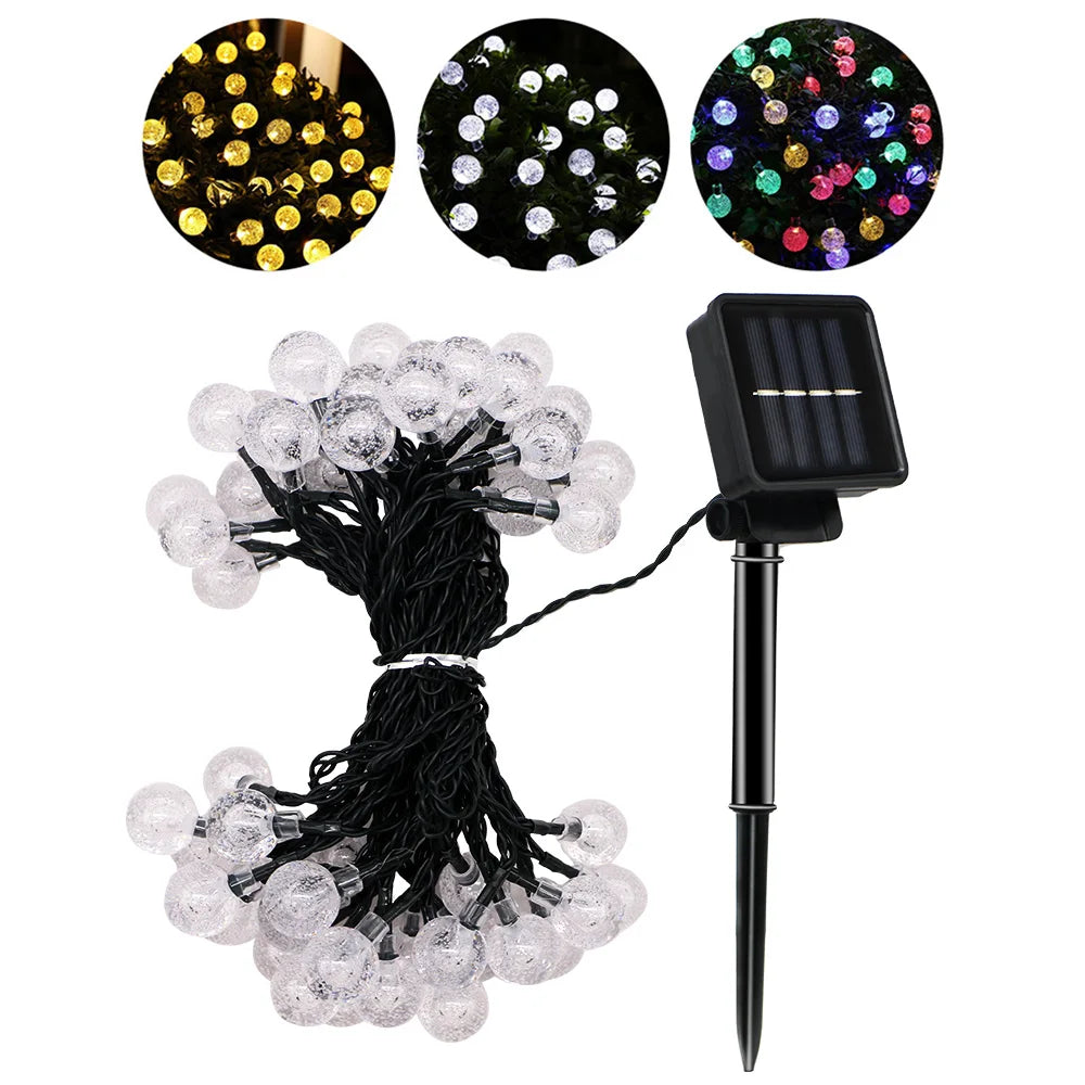 Outdoor Decorative 30 Lamp Beads Waterproof Solar Bubble Crystal Ball String Lights