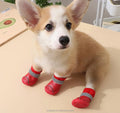 Classic Cute Pet Shoes Anti-Slip Winter Rubber Dog Walking Socks with Fleece Lining Waterproof for Outdoor and Rainy Days