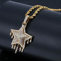 Hip Hop Accessory Water Droplet Pentagram Pendant Men's and Women's Necklace Set with Zircon Personalized Necklace