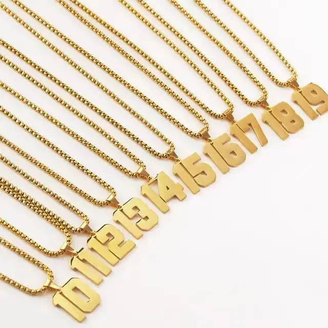 Qiuhan Personalized Custom Lucky Number Sports Team Baseball Football Basketball Soccer Number Necklace