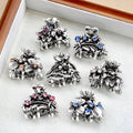 Vintage Fashion French Elegant Hair Claws for Women Colorful Rhinestone Mini Shark Hair Clip Mini Rhinestone Metal Hair Claw