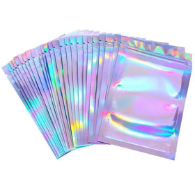 Zip Lock Aluminum Foil Holographic Laser Film Bags Resealable Holographic Foil Pouch Mylar Zip Lock Bags