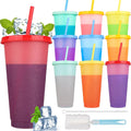 Bulksale Reusable 24oz Plastic Cold Cup Tumbler Mood Colour Changing Cups Custom PP Coffee Mug with Lid and Straw