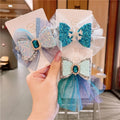 New Style Ice Princess Crown Hairpin Snowflake Bow Ribbon Hairpin Blue Crystal Girls Hairclips for Children