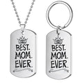 Wholesale New Design Waterproof Stainless Steel ID Tag Square Pendant Necklace Keychain Fashion Jewelry Set for Mother's Gift