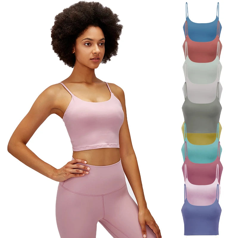 Custom Logo Ladies Fitness Yoga Workout Sleeveless Crop Tops With Pads Women Breathable Soft Sports Gym Crop Tank Tops