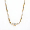 18K Gold Plated Luxury Zirconia Pave Geometric Star Pendant Necklace Stainless Steel Choker Necklace Design Jewelry Wholesale