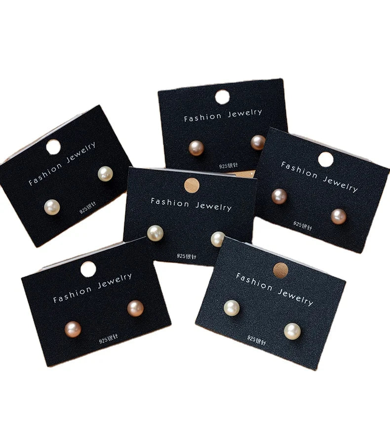 Minimalist Jewelry 925 Silver Freshwater Pearl Earrings Women Stud