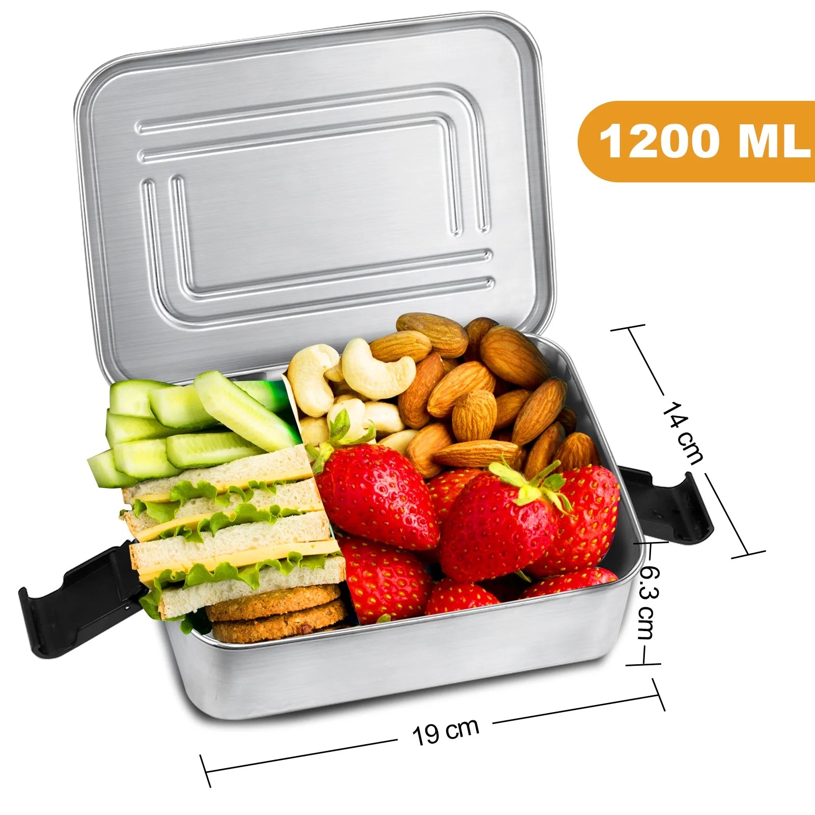 Aohea Eco-friendly Large Capacity Reusable Durable Kids Bento Box Lunch Children 304 Stainless Steel Food Snack Lunchbox
