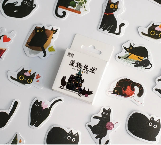 Kawaii Mini Cute Cat Strawberry Heart Printed Paper Matte Varnishing DIY Sticker 46pcs Anime Decorative Stickers for Promotional