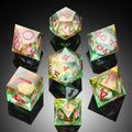 7pcs Polyhedral Square Sharp Edge Resin Dice Set D&D Custom Liquid Core Dice for TTRPG