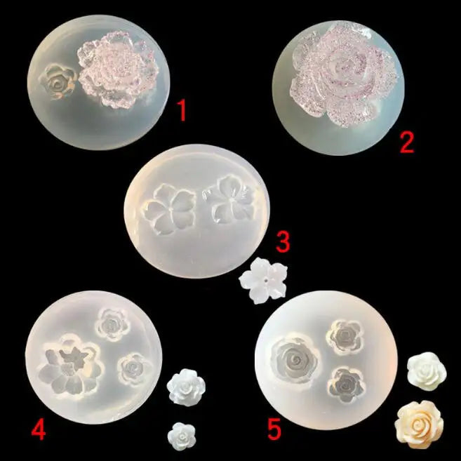 HY Rose Flower Straw Topper Epoxy Resin Silicone Molds