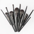 2022 12 Pieces Soft Pony Hair Synthetic Face Large High End Natural Foundation Black Custom Flat Professional Makeup Brush Logo