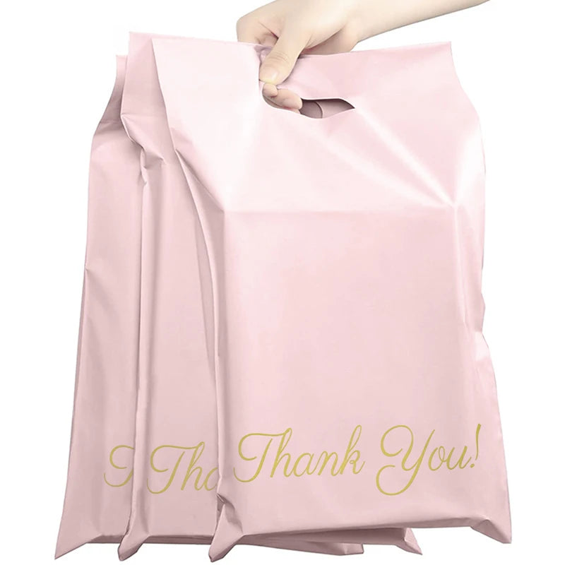 RTS Wholesale LDPE Poly Mailer Bag with Handle Waterproof Shipping Envelope for Clothing Underwear Shoes Socks Recyclable