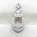 Sterling Silver 8*10mm Semi Mount Pendant Empty Frame Blank Support Setting S925 Base Holder Without Center Stone for DIY Inlay