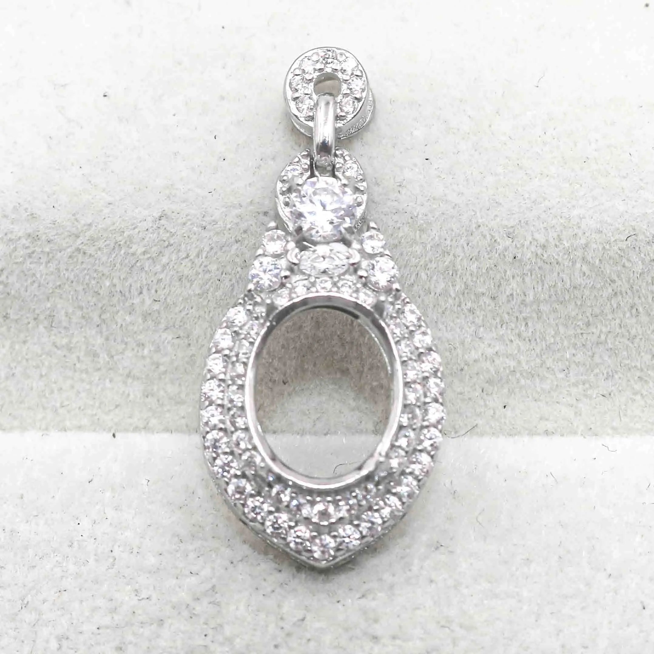 Sterling Silver 8*10mm Semi Mount Pendant Empty Frame Blank Support Setting S925 Base Holder Without Center Stone for DIY Inlay
