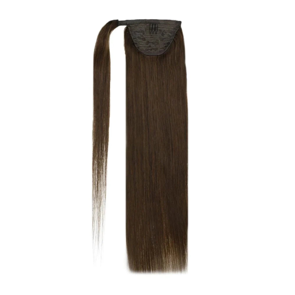 Unprocessed Natural Human Hair 100g Full Ponytail Brazilian Hair Clip Ponytail 22 Inch Dark Brown Colors Ponytail Extension
