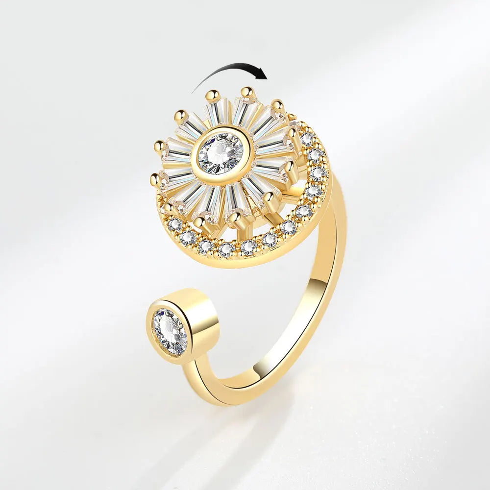 Europe and the United States Hot Selling Rotating Ring Snowflake Open Rotating Ring Anti-Anxiety Ring Gifts for Women