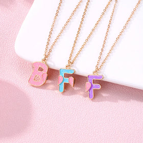 3Pcs/Set Colorful Glitter Pendant Magnetic Best Friends BFF Letter Necklaces for 3 Kids Girls Friendship Children Jewelry Gifts