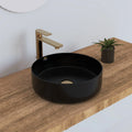 Hot Sale Modern Slim Edge Matte Black Ceramic Round Bathroom Sink Wash Basin with Smooth Surface Above Counter Installation