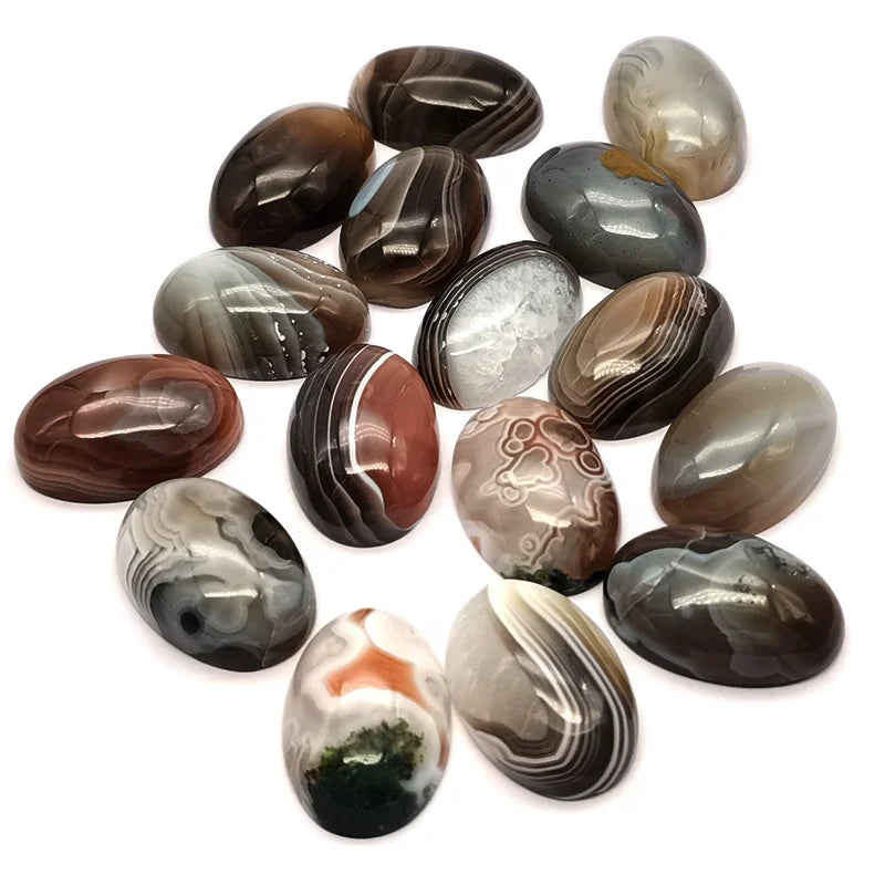 Wholesale 27*18*8 mm Natural Oval Cabochon Banded Ocean Stone