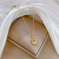 Titanium Steel Light Luxury 18k Gold Plated Full Diamond Rotatable Zircon Diamond Necklace for Women Chain Wedding Necklace