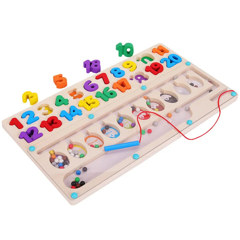 Custom Montessori Children's Wooden Walking Beads Maze Digital Matching Board Game Educational Math Learning Gift Toys for Kids