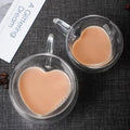 Double Wall Heart Coffee Cup With Saucer 240Ml Big Capacity Heat Resistant Glass Mug Restaurant Hotel Gift