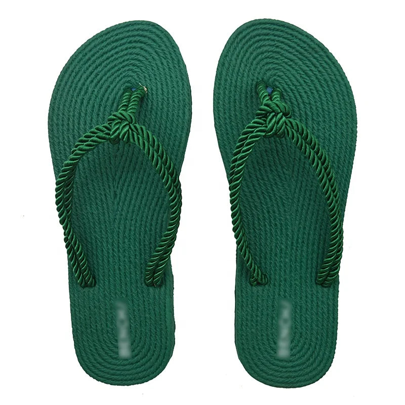 New Mold Summer Slippers Women's Rubber Flip Flops Braided Strap Beach Slippers