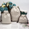Custom Logo  Cotton Herringbone Pattern Pouch Packaging Bags Storage Cotton Natural Cotton Drawstring Gifts Pouches Recyclable