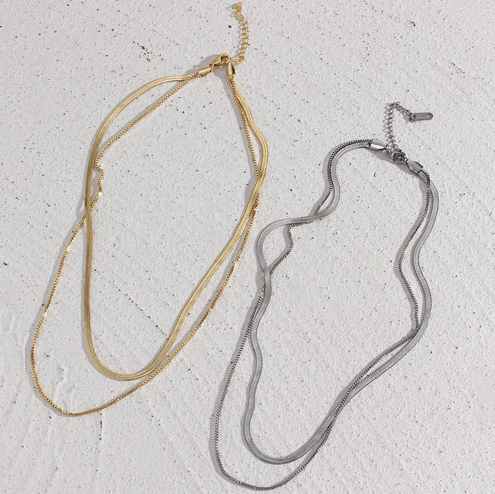 Tennis Summer-Necklace Chain Diy Gold Choker Necklace Stainless Steel Jewelry Multi Layer Necklace Choker