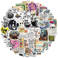 50PCS Waterproof Funny Bookish Decals for Book Lover Gothic Skeleton Reading Sticker