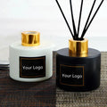 Wholesale Luxury Reed Diffuser Glass Bottles Empty Cosmetic Packaging Golden Black Screw Cap Lids