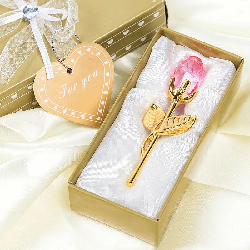 New Crystal Rose Flower Crafts Creative Wedding Artificial Rose Flower for Valentine's Day Gifts Decorative Flower