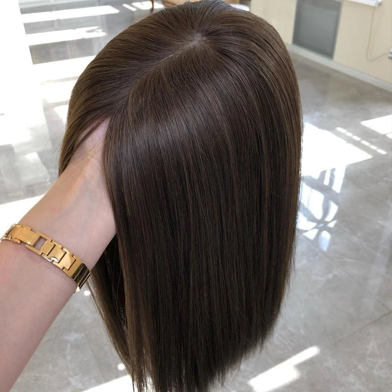 100% Virgin European Human Hair Topper Clip in Hair Piece Jewish Hair Topper for Woman Loss