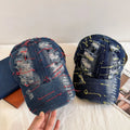 Vintage Blue Denim Baseball Cap for Women New Hip Hop Sports Style Distressed Washed with Tearing Design Womens Dad Hats