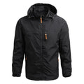 Men's Casual Windbreaker Coat Spring Autumn Outdoor Large Hooded Jacket Stand Collar Zipper Closure Soft Wool Shell Solid