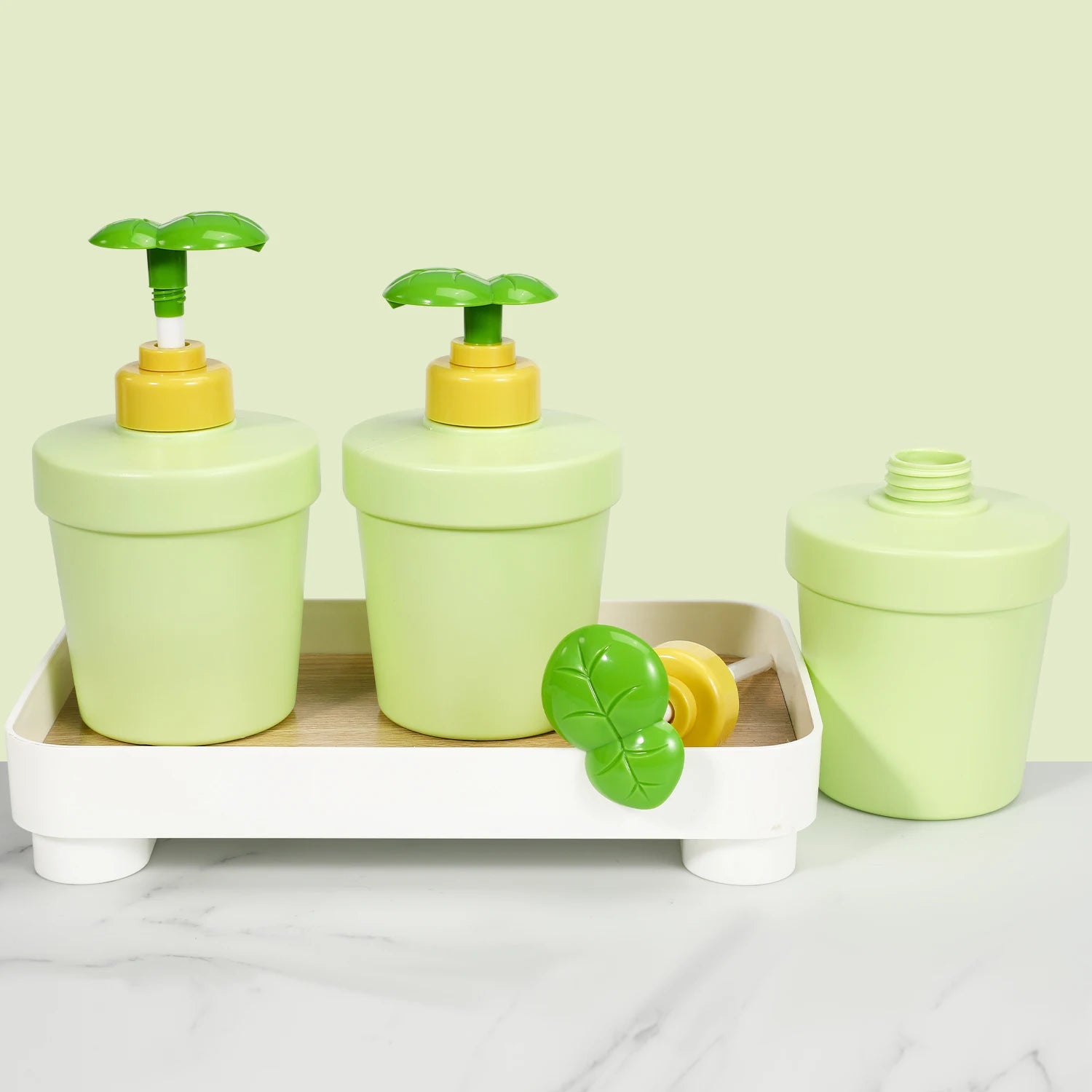 New Arrival Green Plastic Travel Shampoo and Conditioner Bottle with Pump Children's Cosmetic Packaging for Lotion Use