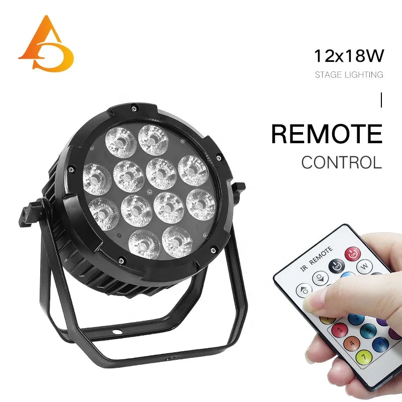 AICPOSE High Power 12x18w RGBWA UV 6in1 Battery Wireless IP65 Led Par Can Stage Light