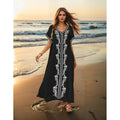 Rayon beach cardigan wholesale V neck split maxi dress custom logo Embroidered bikini top factory directly