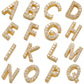 Simple 7*7.5mm Gold Plated Letter Charm Shiny Full Pave Zircon Alphabet A-Z Charms for DIY Making Jewelry Accessories